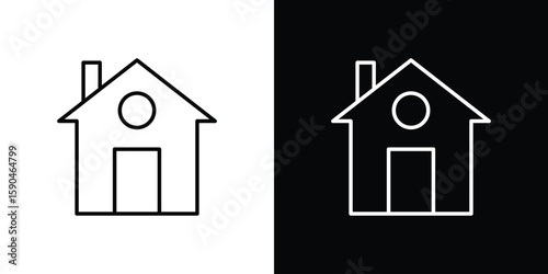 Chalet icon. Editable stroke. Icon for web.