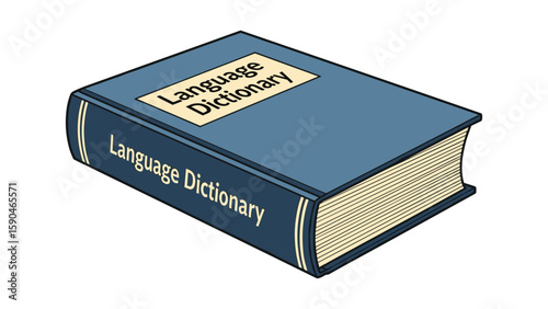 Illustrated Language Dictionary Book Isolated on White Background for Education Concepts