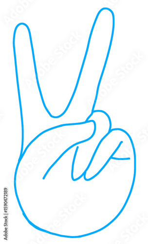 Blue peace hand gesture outline