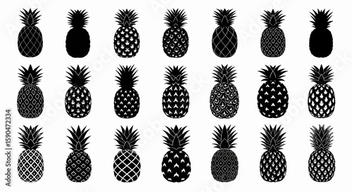 Pineapple Parade Black and White Fruit Patterns for Tropical Freshness and a Unique Decoration