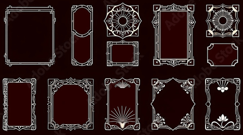 A set of vintage ornate frames and borders isolated on a dark background, ideal for adding a touch of retro charm to your designs
