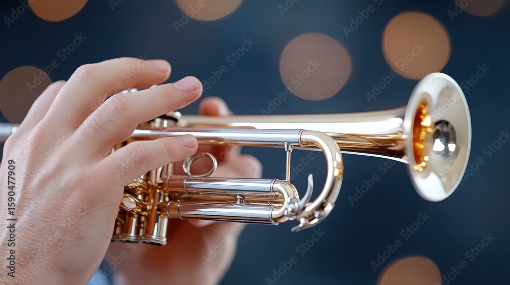 Obraz premium Trumpeter captivates with soulful melodies in a spotlight of creativity