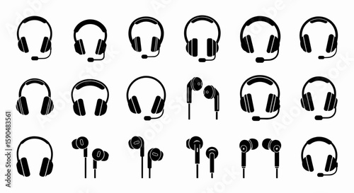 Variety of Audio Diverse Headphone and Earphone Collection in Black and White