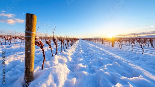 Primitivo di Manduria vineyards blanketed in winter snow in Puglia