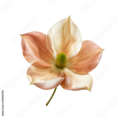 Pink flower isolated on white background with petals in full bloom for spring or summer floral design