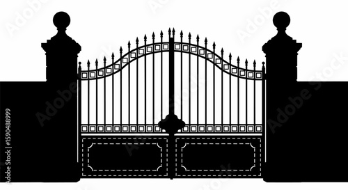 Architectural Gate Silhouette Ornate Entrance Illustration