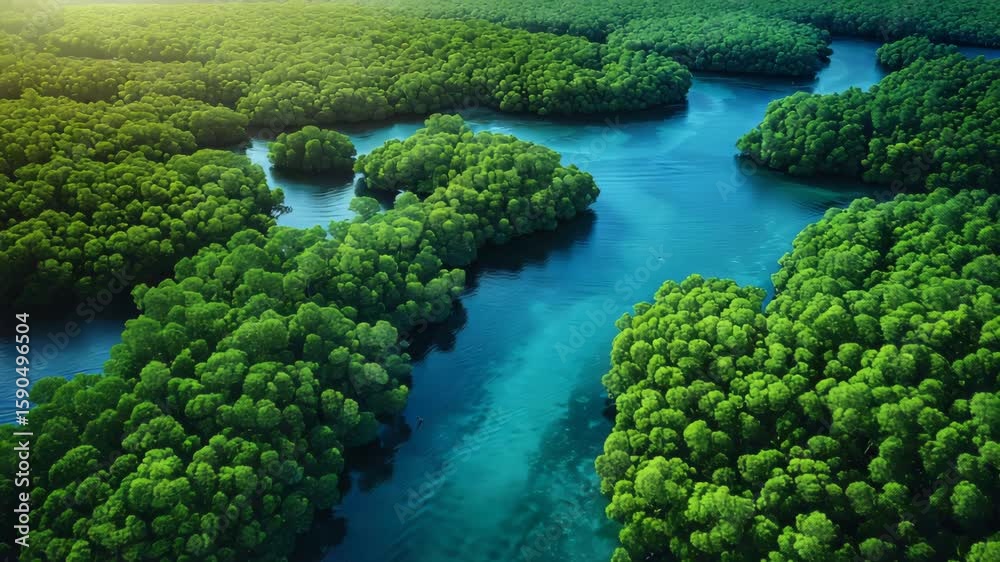 Visualize a breathtaking aerial view capturing the sweeping beauty of a vast landscape—where rolling hills, winding rivers, and lush greenery converge under golden sunlight or misty clouds 4K