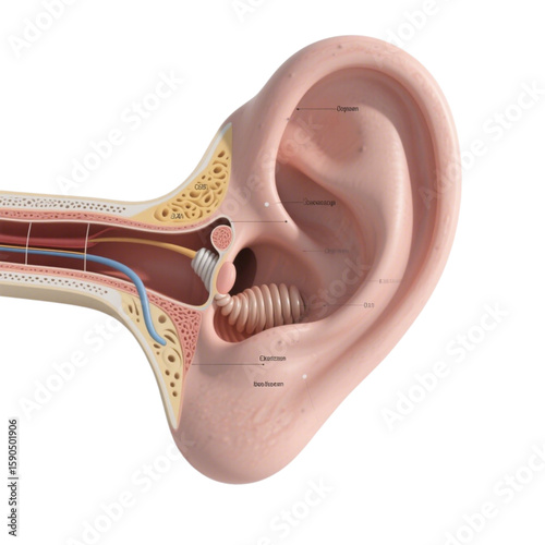 Human Ear Showing Inner and Outer Parts