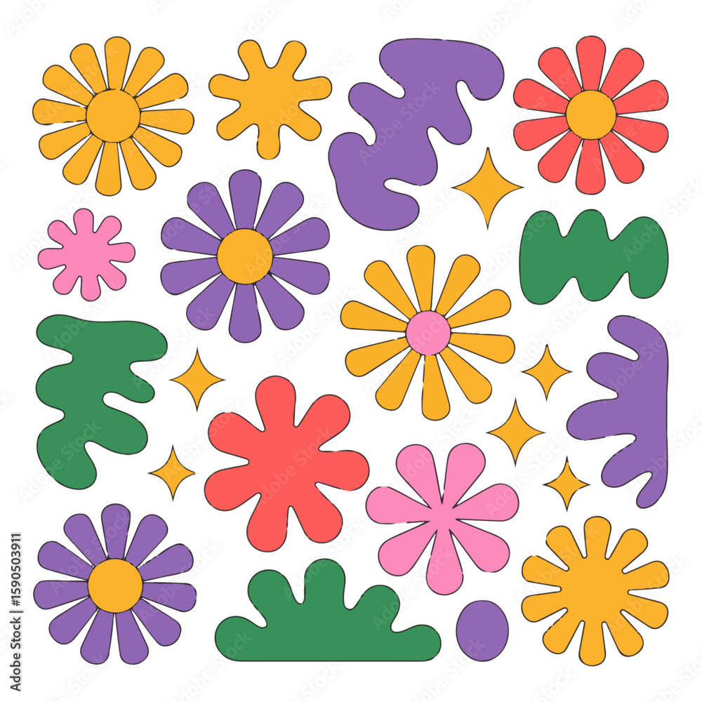 Fototapeta premium Quality full Funky Groovy Organic Shape Vector Set