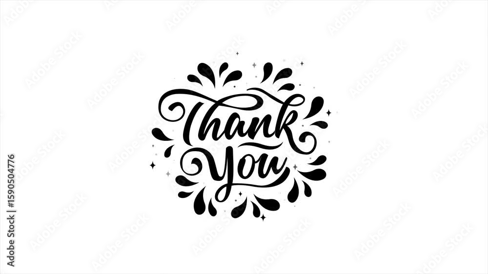 THANK YOU handwritten animation text, with lettering animated text for video closing on alpha or transparent background