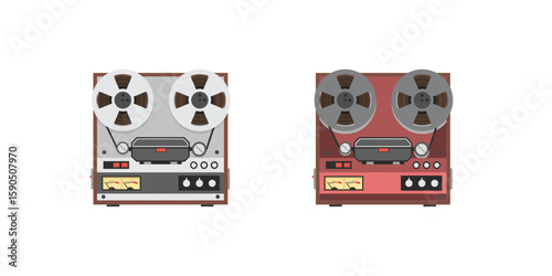  Reel-to-Reel Tape Deck Flat Vector Illustration