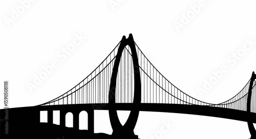 Sleek Silhouette An Elegant Black and White Bridge Illustration Design