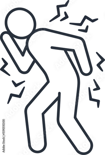  Man Experiencing Pain, Stroke or Numbness Line Icon