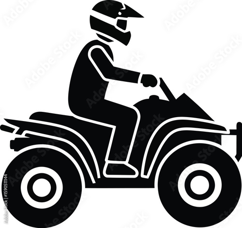 ATV Rider Icon: Silhouette of Person on Quad Bike