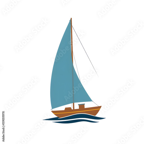 sailing boat on white background, notebook cover, book, print, shirt, flyer, 