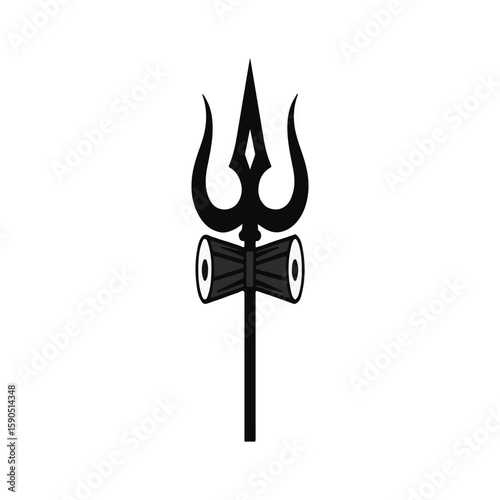Trident icon, durga puja flat Vector illustration, Indian cultural icon