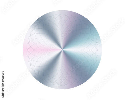 Circle Hologram Sticker Silver Texture. Vector Original Product Stamp. Official Product Guarantee. Premium Quality. Genuine Holographic Seal. Transparent Background PNG