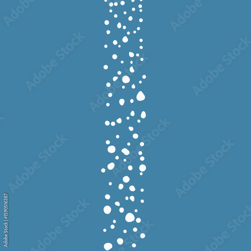 Bubbles rise in a vertical stream against a blue background.
