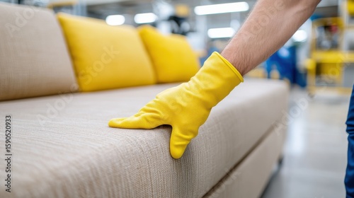 Expert cleaning technique for a spotless sofa at a commercial facility