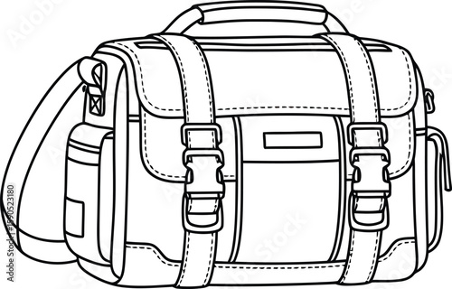 Outline Illustration of a Camera Bag Photography Accessory for Travel and Equipment Storage