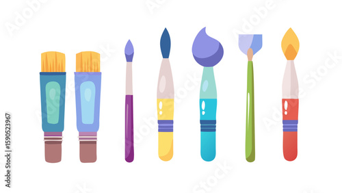 brushes and paints
