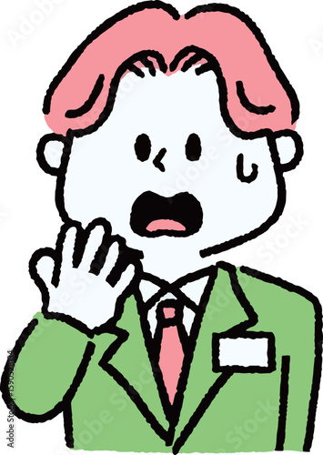 驚いているスーツの男性