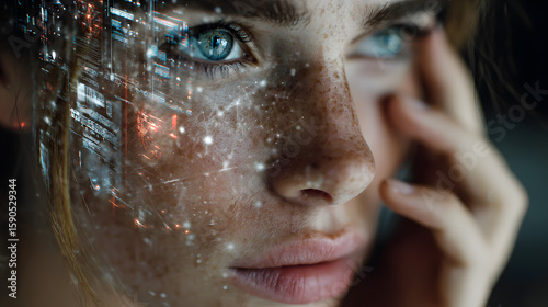 A social media uses the technological interface of the future with screens and additional reality