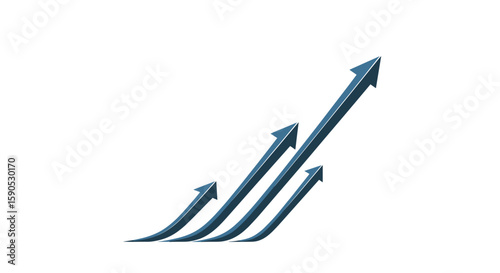 Four blue arrows curving upwards indicating growth on a plain white background with a business theme