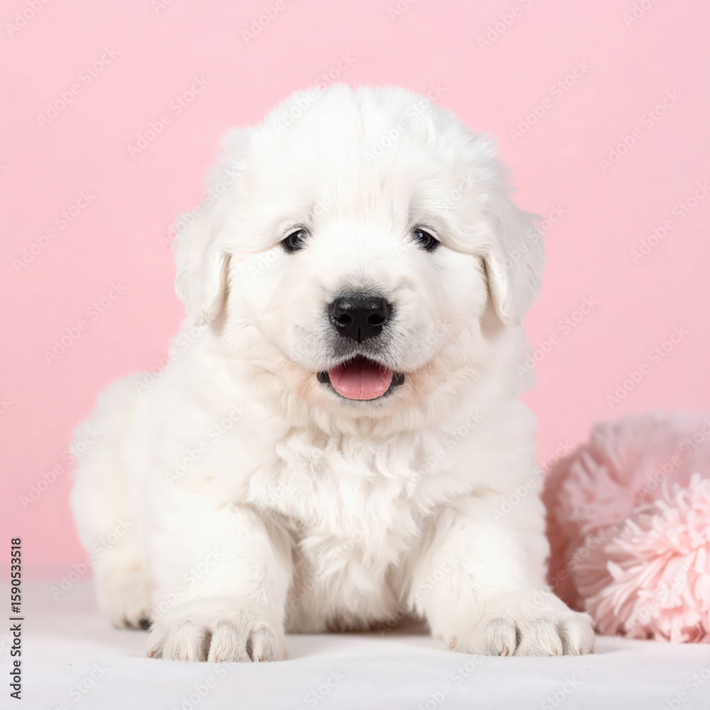 Fototapeta premium Encanto Esponjoso: Retrato de un Cachorro Pastor del Sur de Rusia, Generated image