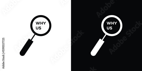 Why us icon vector, filled flat sign, solid pictogram. Symbol, logo illustration.