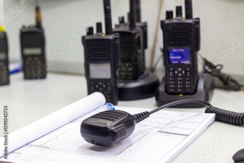 Papier peint Professional Two-Way Radios and Communication Equipment Setup