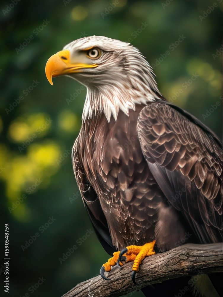 Fototapeta premium Bald eagle perched on branch