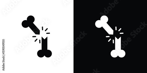 Broken bone icon vector, filled flat sign, solid pictogram. Symbol, logo illustration.