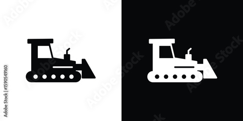 Bulldozer icon vector, filled flat sign, solid pictogram. Symbol, logo illustration.