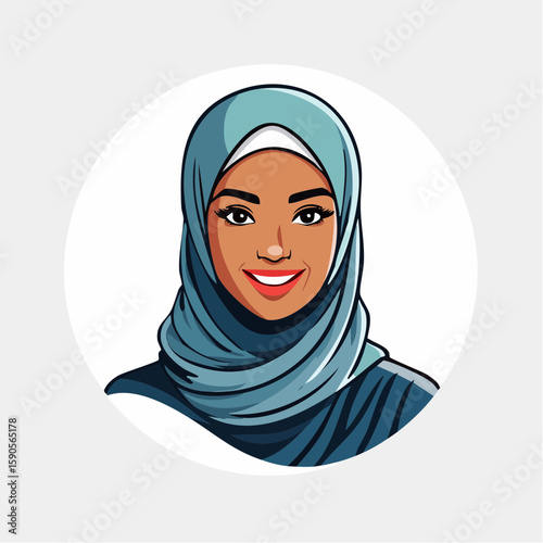 Design a confident Muslim woman in hijab as a minimal vector avatar, with bold outlines and a professional look — suitable for use as a personal brand or profile image