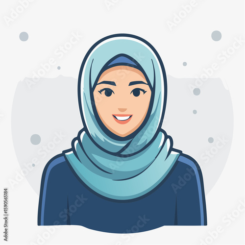 Design a confident Muslim woman in hijab as a minimal vector avatar, with bold outlines and a professional look — suitable for use as a personal brand or profile image