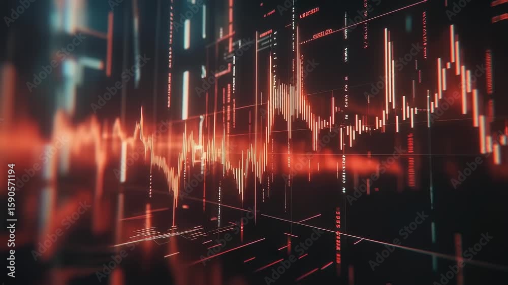 Abstract Red Technology Background with Digital Circuit and Data Flow