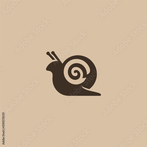 Snail shell logo in clean and minimalist silhouette design.