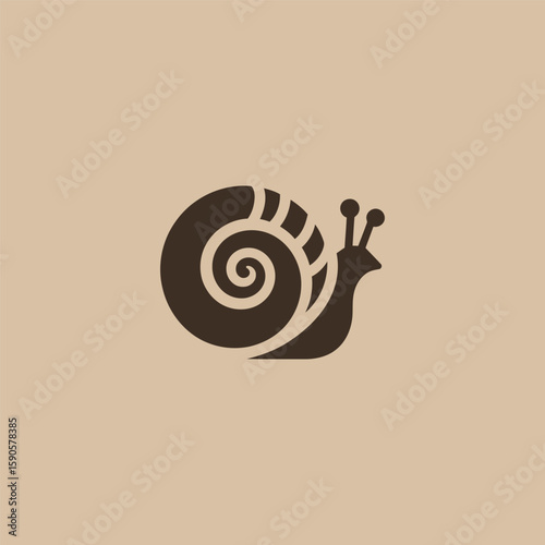 Snail shell logo in clean and minimalist silhouette design.