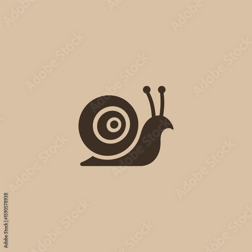 Snail shell logo in clean and minimalist silhouette design.