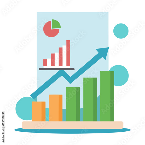 Flat vector of financial growth chart financial chart
