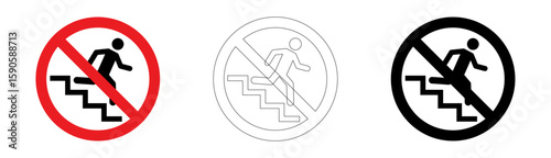 No running on stairs prohibition sign in vector format