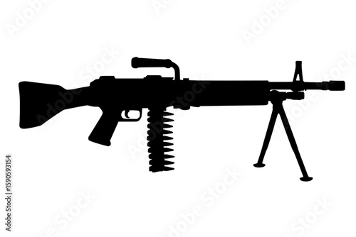 Silhouette of a military weapon isolated on a white background