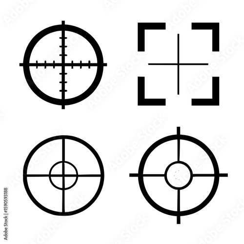 Variety of Target Silhouettes in Black on white background