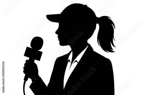 Silhouette of a woman holding a microphone