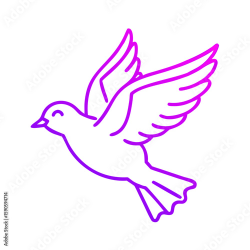 Bird icon in outline design with pink and purple colors  