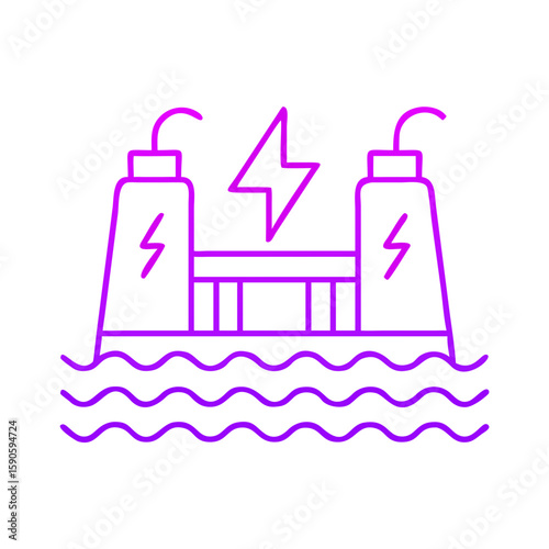 Hydroelectric power plant illustration in minimalist style  