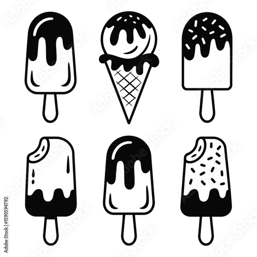 Ice Cream Treats Icon Set - Summer Desserts