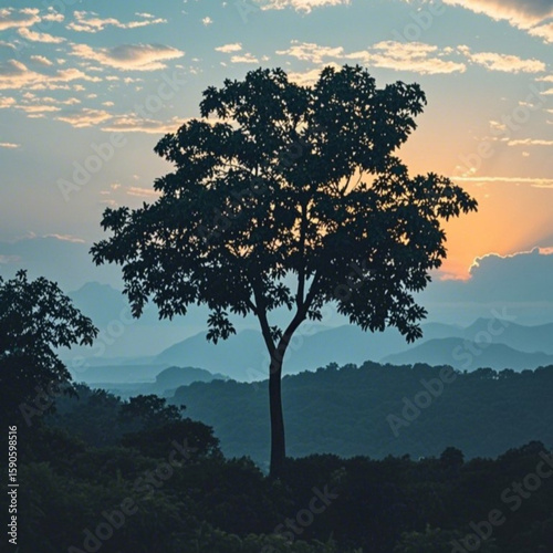 silhouette of tree in sunset