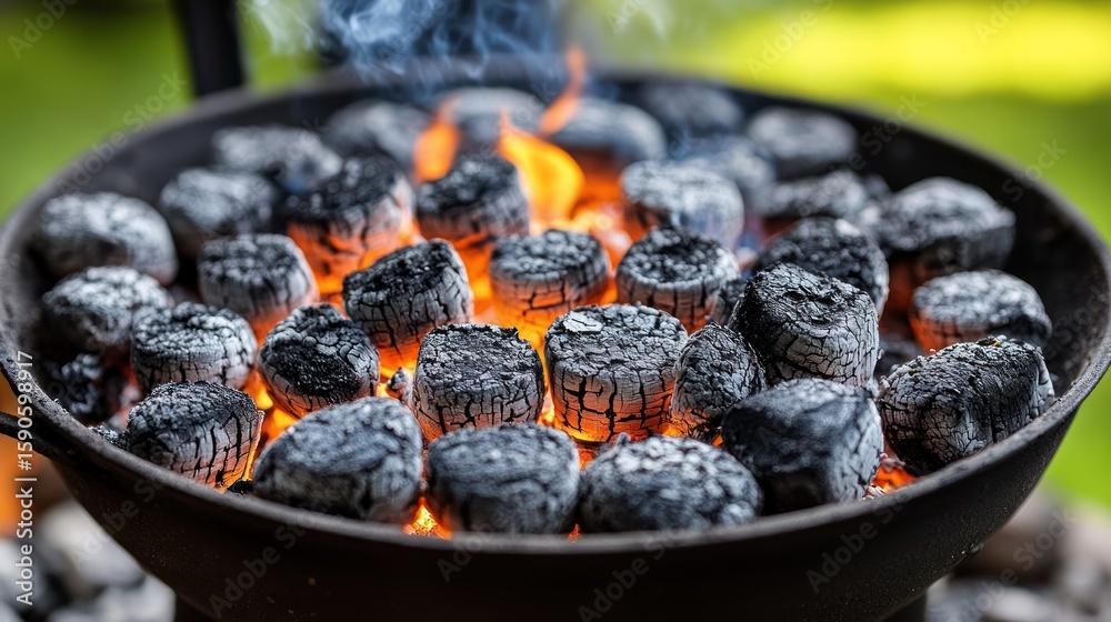 © Endang - Charcoal briquettes glowing in a barbecue © Endang - Charcoal briquettes glowing in a barbecue